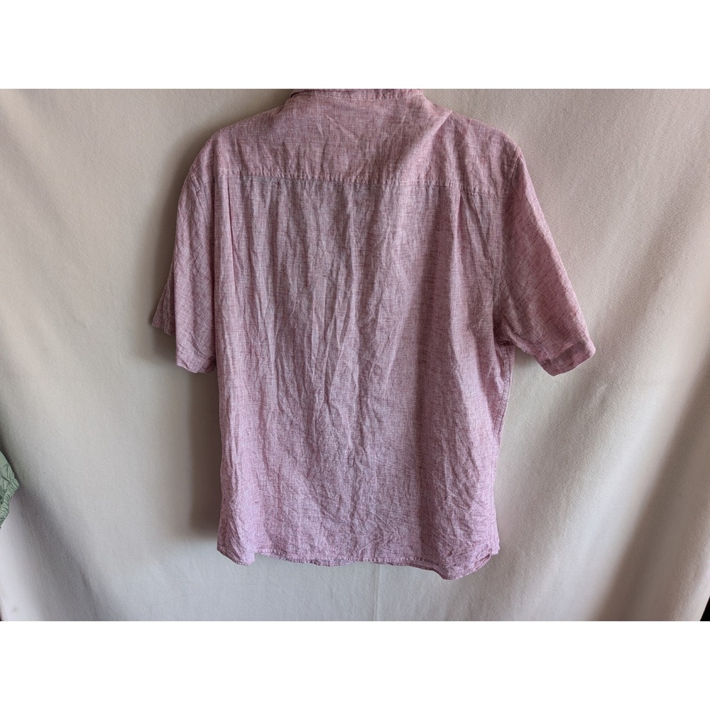 Weatherproof Vintage Mens Large Red Washable Linen Short Sleeve Button Down - Picture 2 of 6